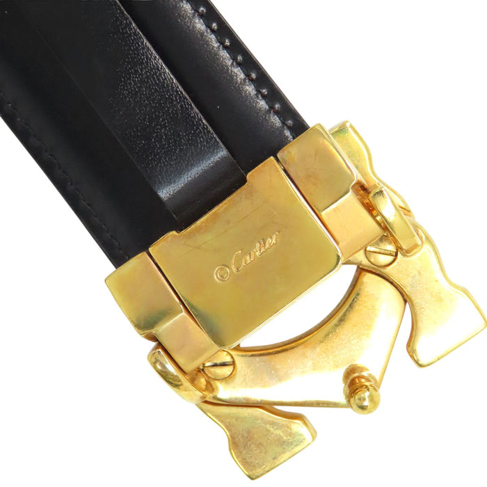 CARTIER  
Double C Leather Gold-Colored Metal  
2C Belt