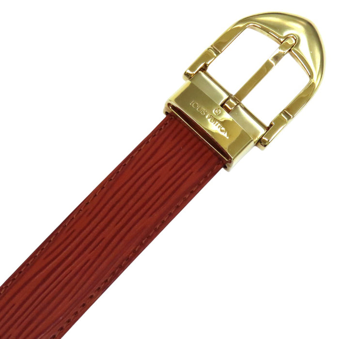 LOUIS VUITTON  
LV Logo Gold Color Metal  
Epi Sangle Belt