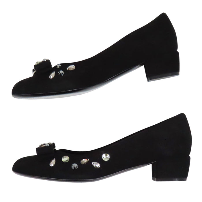 Salvatore Ferragamo 
ロゴ ラインストーン VARA リボン 
ヴァラ スウェード パンプス