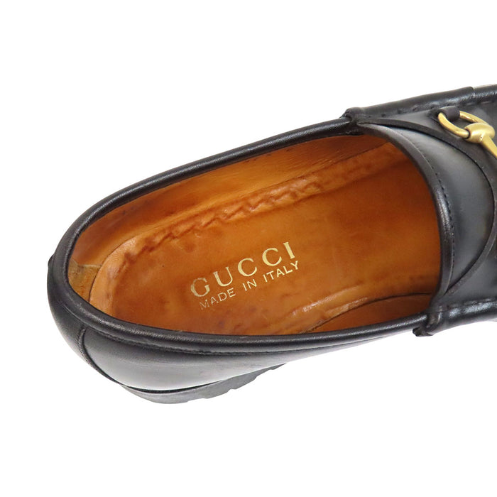 GUCCI 
レザー ゴールドカラーメタル 
ホースビット ローファー