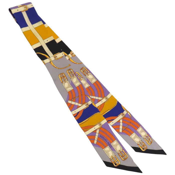HERMES 
シルク 
ツイリー ベルト柄 スカーフ