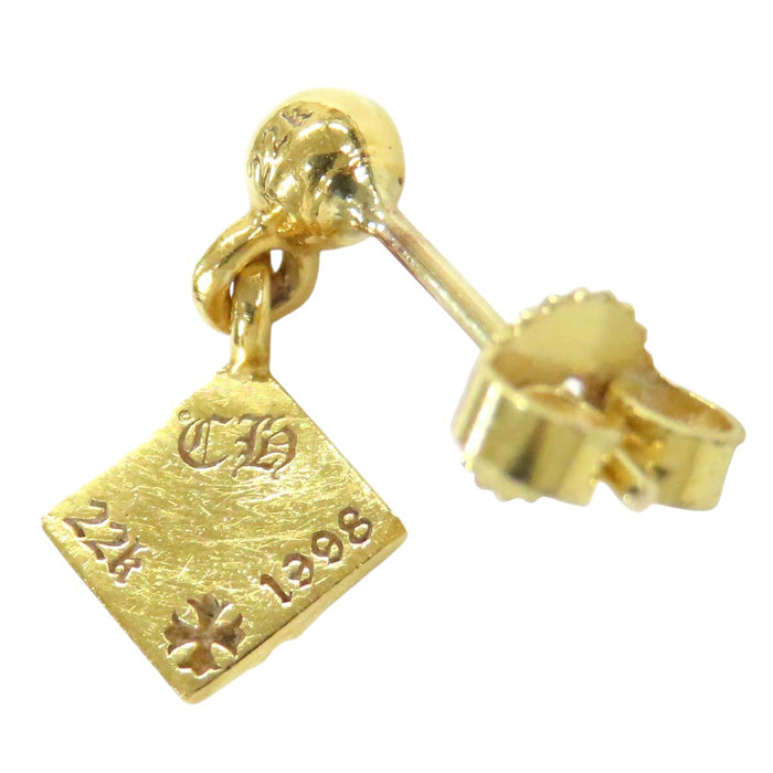 CHROME HEARTS  
CH PYRMD PLUS DROP 1 Yellow Gold 1998 Engraving  
Pyramid CH Plus Drop Earrings 22K