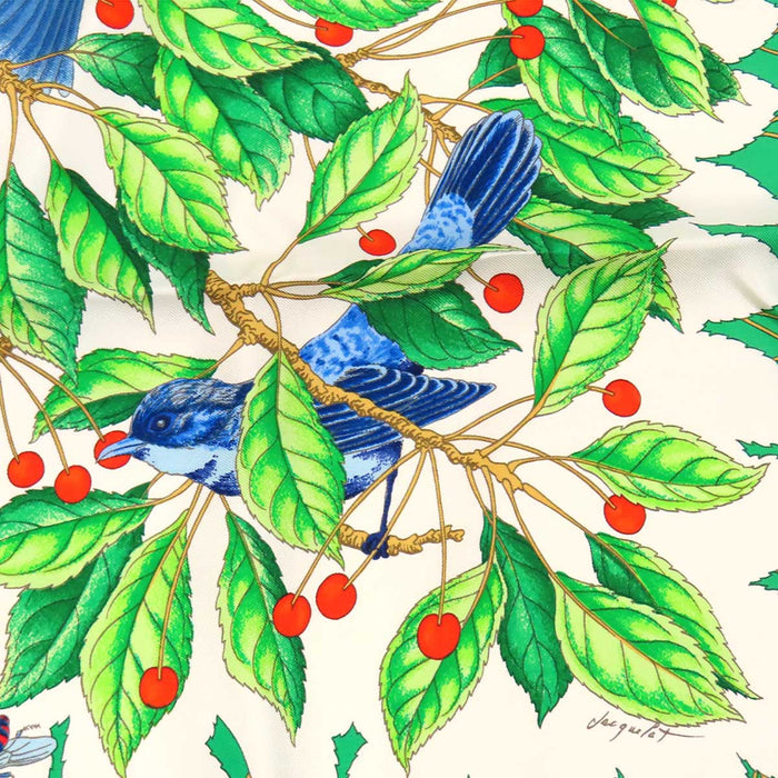 HERMES 
さくらんぼ 鳥 スカーフ 大判 シルク 
カレ 90 Les merises