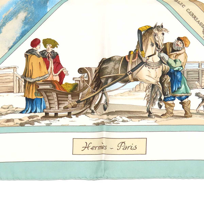 HERMES 
馬車 スカーフ 大判 シルク 
カレ 90 Voyages En Russie ロシア旅行