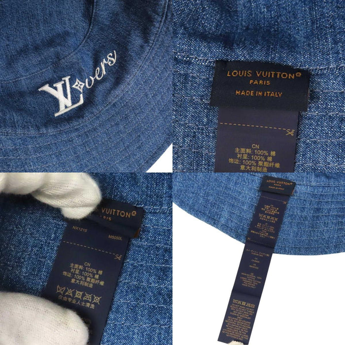 LOUIS VUITTON 
LV ロゴ 刺繍 デニム コットン 
スプラッシュ ダミエ リバーシブル バケットハット