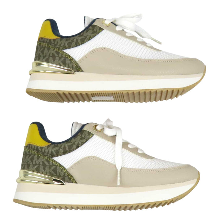 Michael Kors 
MICHAEL KORS ハティ ロゴ メッシュ レザー ゴールドカラーメタル レースアップ 
HATTIE スニーカー