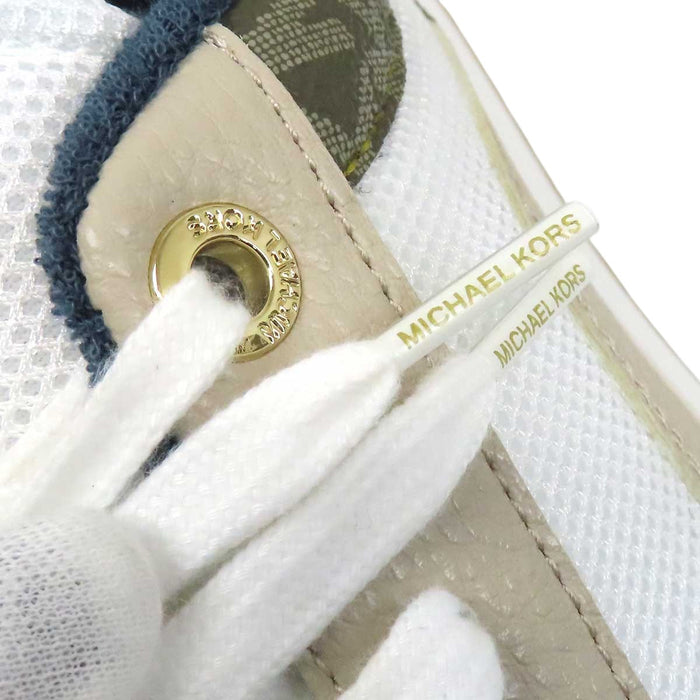 Michael Kors 
MICHAEL KORS ハティ ロゴ メッシュ レザー ゴールドカラーメタル レースアップ 
HATTIE スニーカー