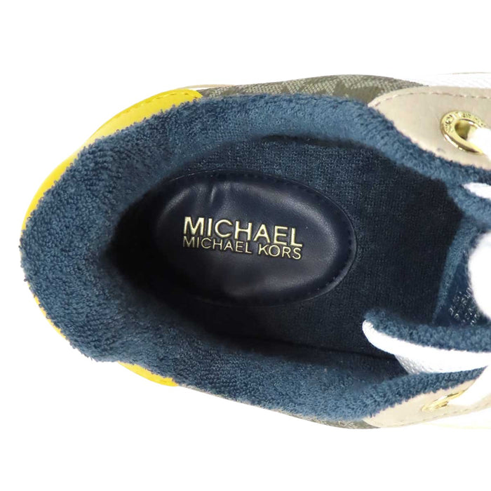 Michael Kors 
MICHAEL KORS ハティ ロゴ メッシュ レザー ゴールドカラーメタル レースアップ 
HATTIE スニーカー