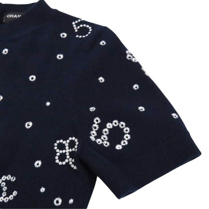 CHANEL 
COCO CC ココボタン クローバー アイコン 
ココマーク カシミヤ 半袖 ニット