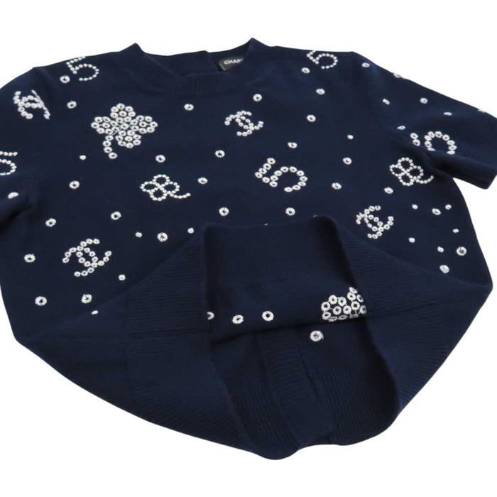 CHANEL 
COCO CC ココボタン クローバー アイコン 
ココマーク カシミヤ 半袖 ニット