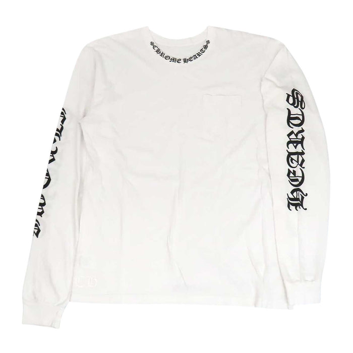CHROME HEARTS  
CH Crew Neck Cotton Scroll Label Arm Logo  
Neck Logo Pocket Long Sleeve T-Shirt
