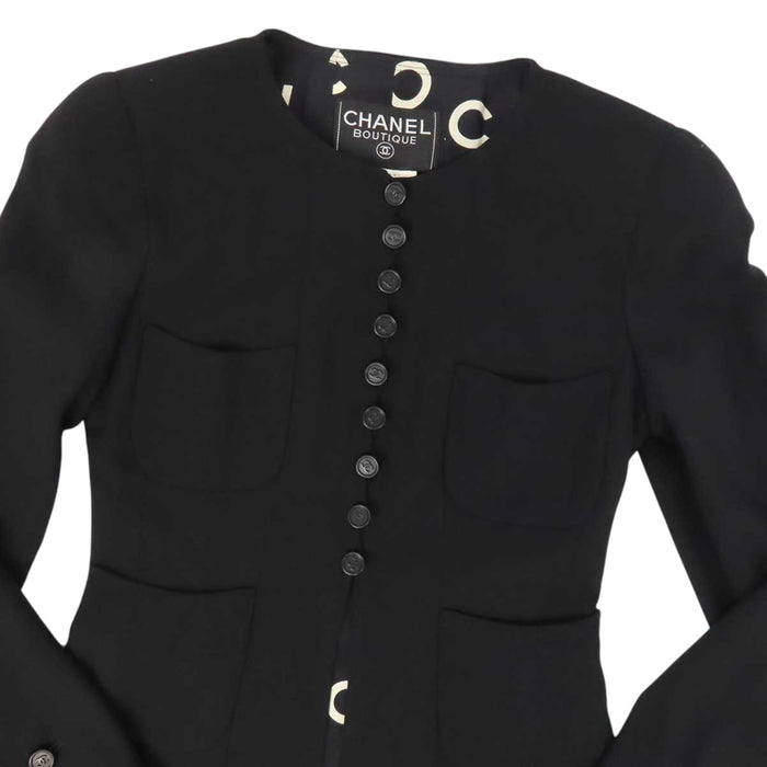 CHANEL 
COCO CC ココボタン ウール シルク 97P 
ココマーク ヴィンテージ ロング ジャケット