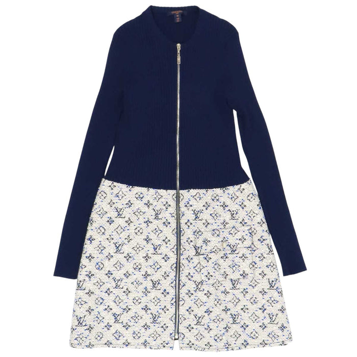 LOUIS VUITTON 
LV Logo Rib Zip-up 
Ribbed Contrast Monogram Tweed Dress