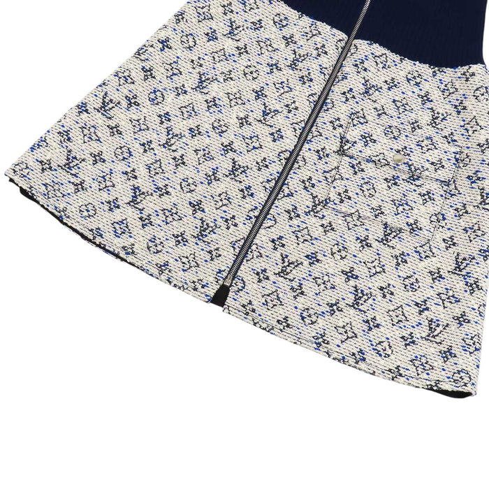 LOUIS VUITTON 
LV Logo Rib Zip-up 
Ribbed Contrast Monogram Tweed Dress