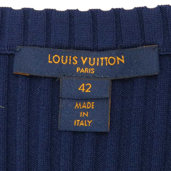 LOUIS VUITTON 
LV ロゴ リブ ジップアップ 
リブ 切替 モノグラム ツイード ワンピース