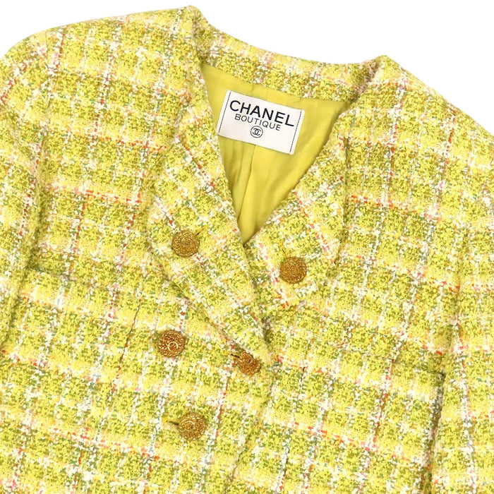 CHANEL 
COCO CC ココボタン ロゴ ウール 
ココマーク ツイード ノーカラー ジャケット