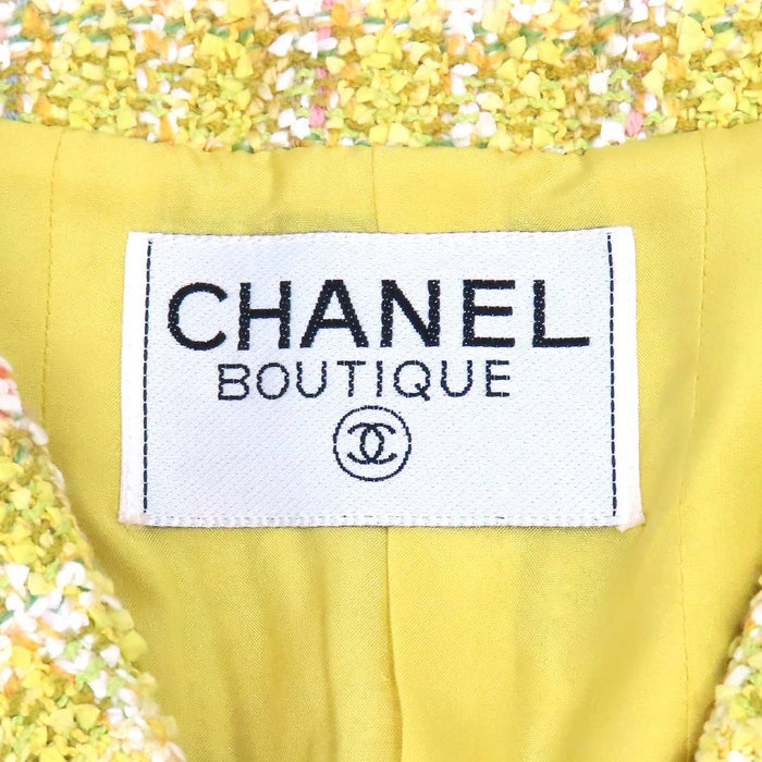 CHANEL 
COCO CC ココボタン ロゴ ウール 
ココマーク ツイード ノーカラー ジャケット