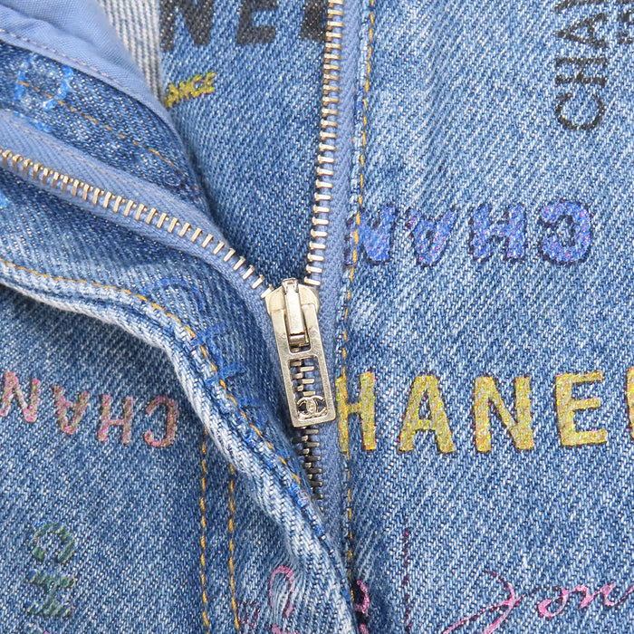 CHANEL 
COCO CC コットン 総柄 
ココマーク ロゴ デニムパンツ
