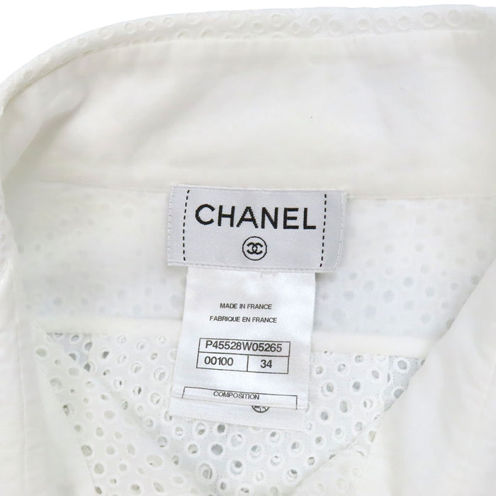 CHANEL 
COCO CC ロゴ コットン カットワーク コスチュームパール 
ココマーク パール ブラウス