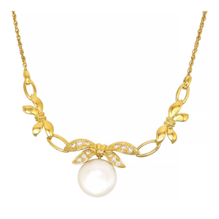 MIKIMOTO  
Mabe Pearl Ribbon Motif Necklace