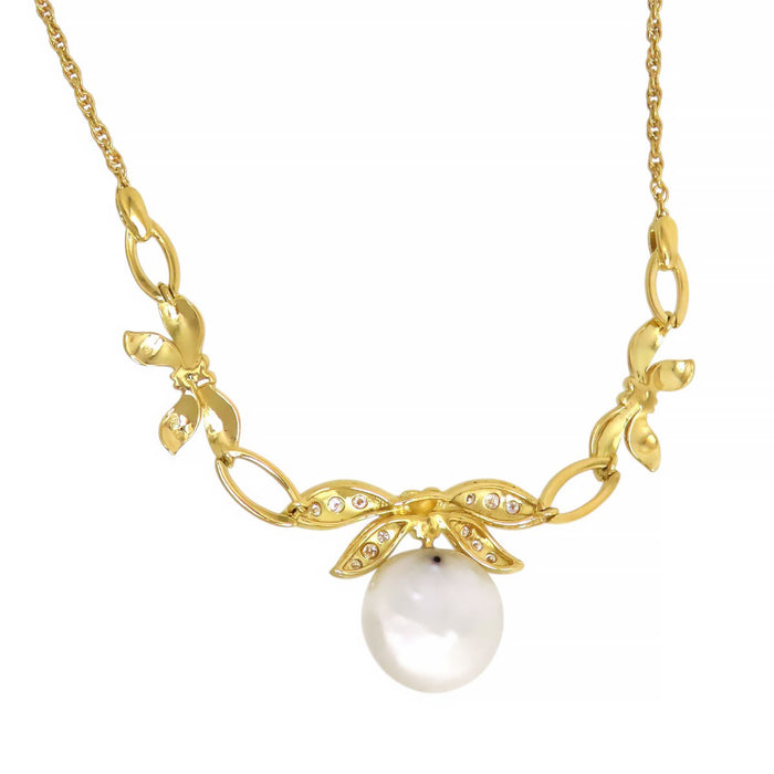 MIKIMOTO  
Mabe Pearl Ribbon Motif Necklace