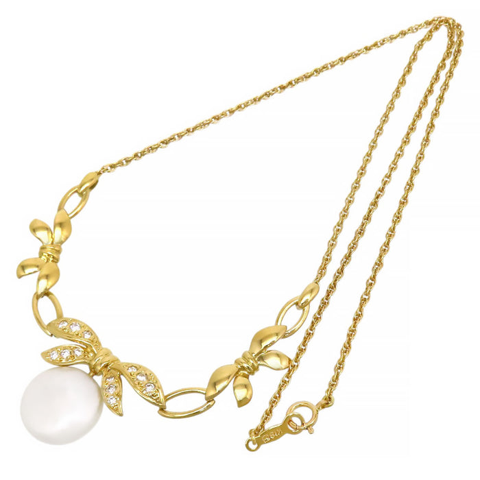 MIKIMOTO  
Mabe Pearl Ribbon Motif Necklace