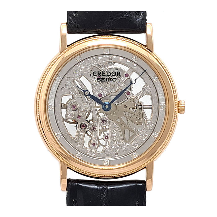 SEIKO 
クレドール スケルトン 12Pダイヤ 
箱付