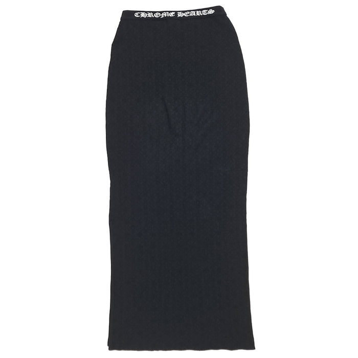 CHROME HEARTS  
Jupe longue à motif intégral avec fentes latérales en rayonne, logo taille Y NOT CH Plus