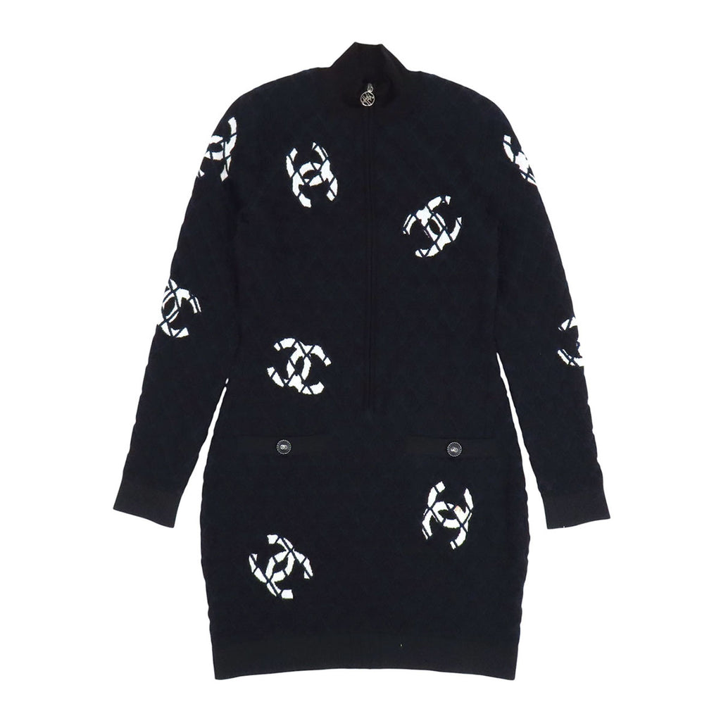 CHANEL COCO CC ロゴ ココボタン フロントジップ ニット カシミヤ混