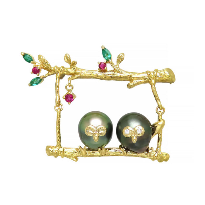 TASAKI Owl Motif Brooch