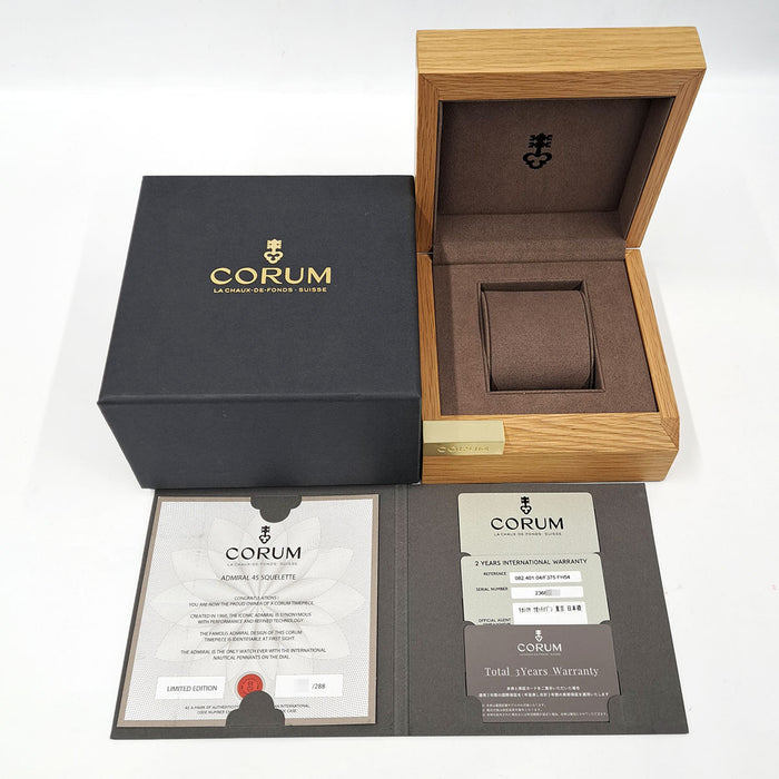 CORUM  
海军上将杯 骨架款  
附带保修卡