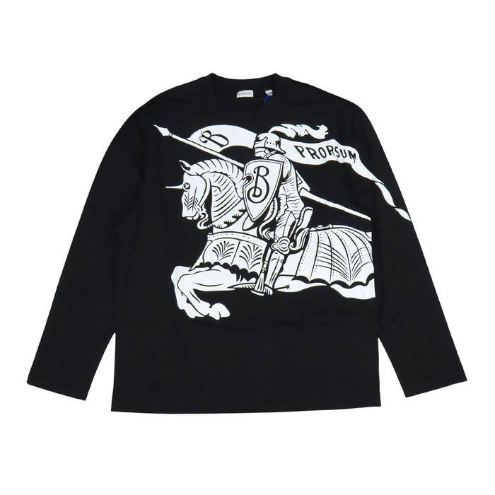 BURBERRY  
T-shirt à manches longues EKD en coton avec logo et imprimé cheval, col rond, fabriqué en 2024