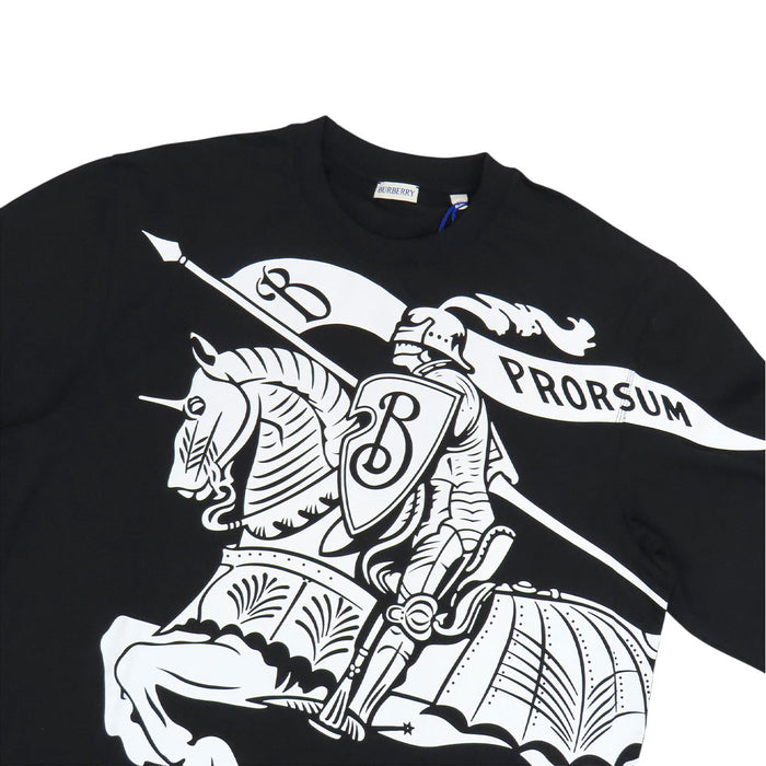 BURBERRY  
T-shirt à manches longues EKD en coton avec logo et imprimé cheval, col rond, fabriqué en 2024
