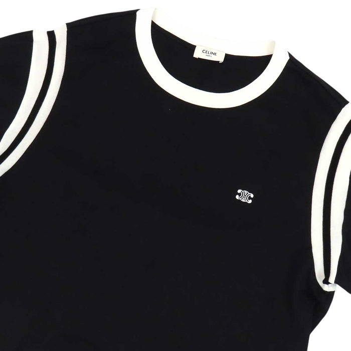 CELINE  
T-shirt regular con scollo rotondo in cotone con logo Triomphe