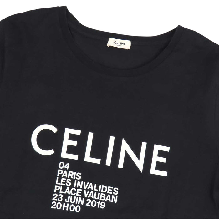 CELINE  
T-shirt a maniche corte in cotone con girocollo e stampa del logo classico