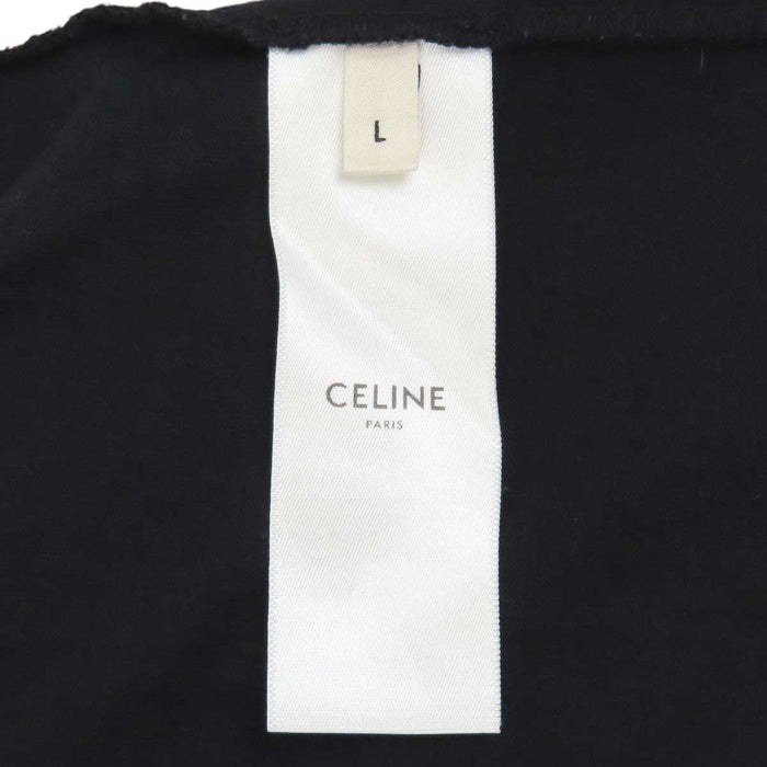 CELINE  
T-shirt a maniche corte in cotone con girocollo e stampa del logo classico