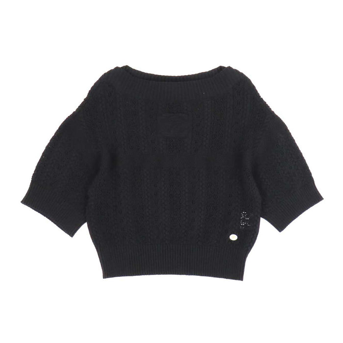 CHANEL 
COCO CC コットン カギ編み リブ 
ココマーク 半袖ニット