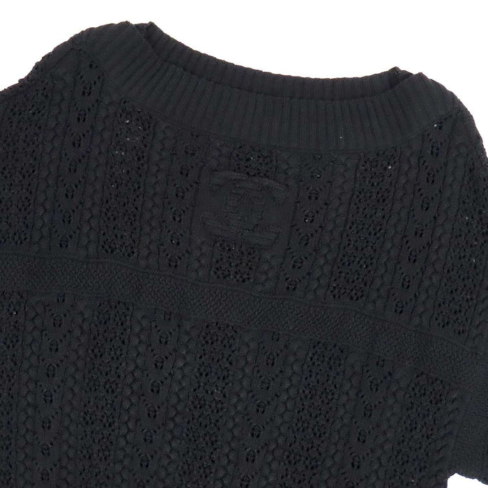 CHANEL 
COCO CC コットン カギ編み リブ 
ココマーク 半袖ニット