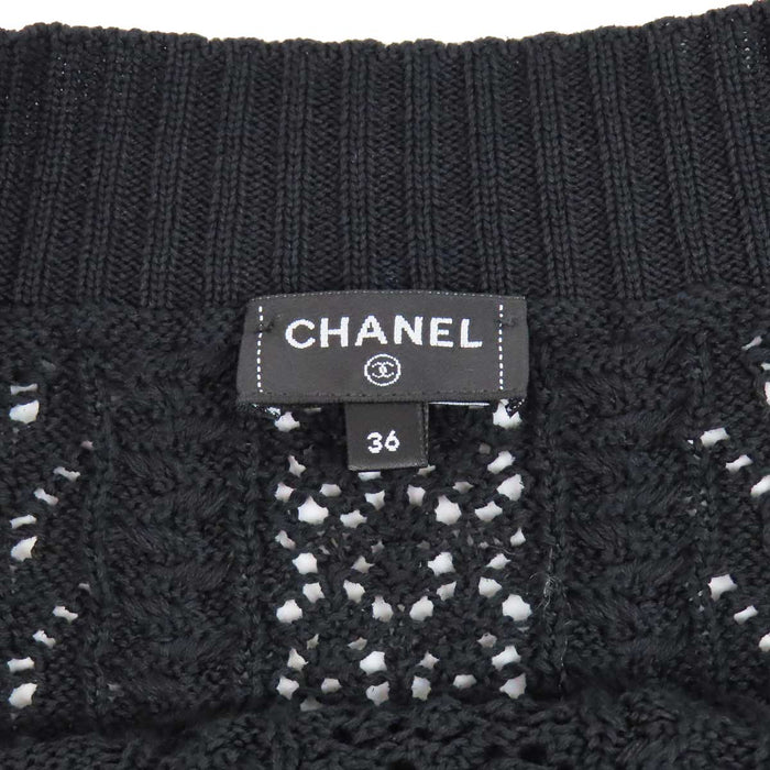 CHANEL 
COCO CC コットン カギ編み リブ 
ココマーク 半袖ニット