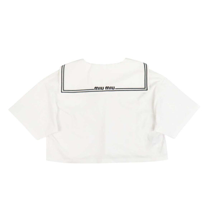 MIUMIU 
クロップド コットン 
ロゴ セーラーカラー カットソー