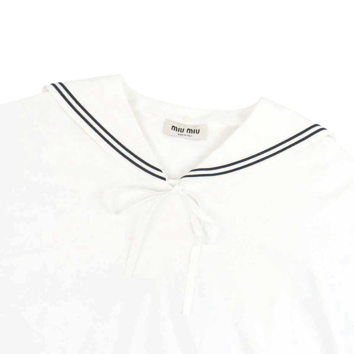 MIUMIU 
クロップド コットン 
ロゴ セーラーカラー カットソー