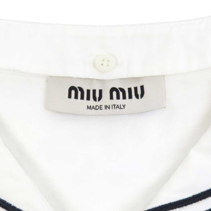 MIUMIU 
クロップド コットン 
ロゴ セーラーカラー カットソー