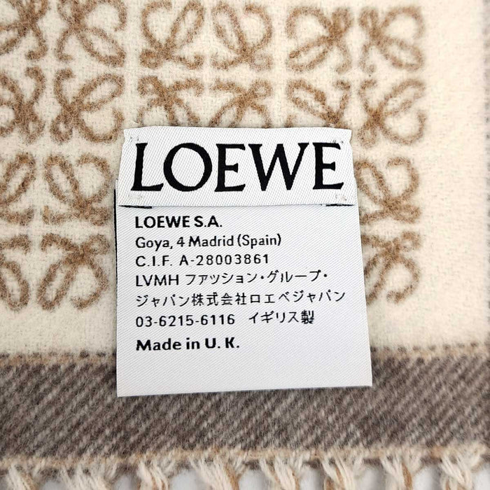 LOEWE 
ロゴ 総柄 フリンジ ウール カシミヤ混 
アナグラム マフラー