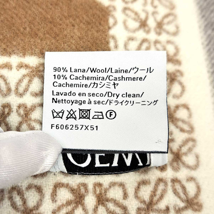 LOEWE 
ロゴ 総柄 フリンジ ウール カシミヤ混 
アナグラム マフラー