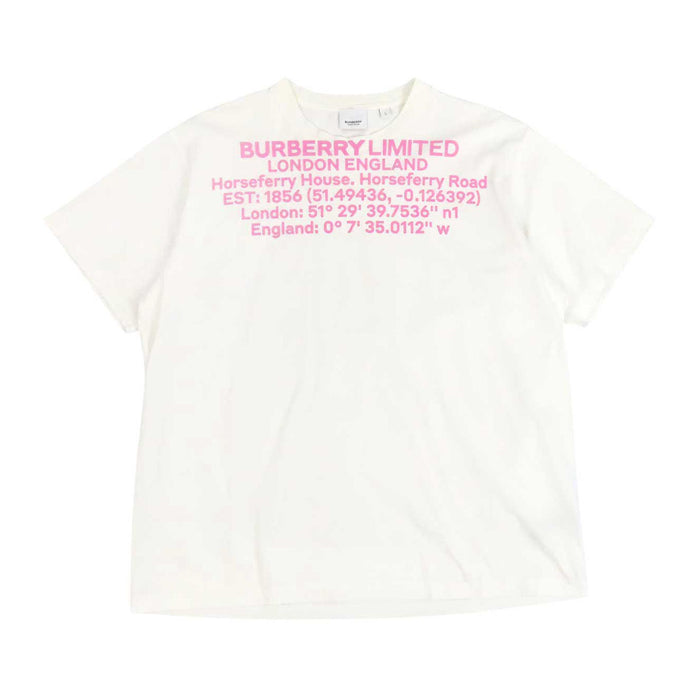 BURBERRY  
T-shirt a maniche corte in cotone con scollo rotondo e stampa logo frontale