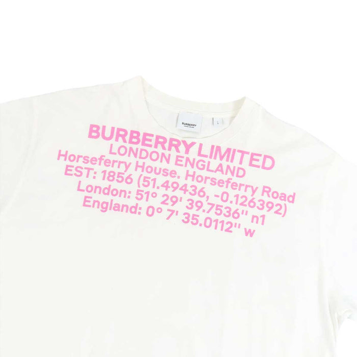 BURBERRY  
T-shirt a maniche corte in cotone con scollo rotondo e stampa logo frontale