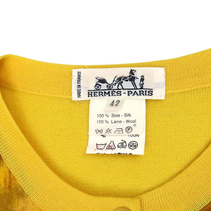 HERMES 
コンチェルト セリエボタン ロゴボタン ニット 切替 シルク ウール 
CONCERTO ツイルレーヌ カーディガン