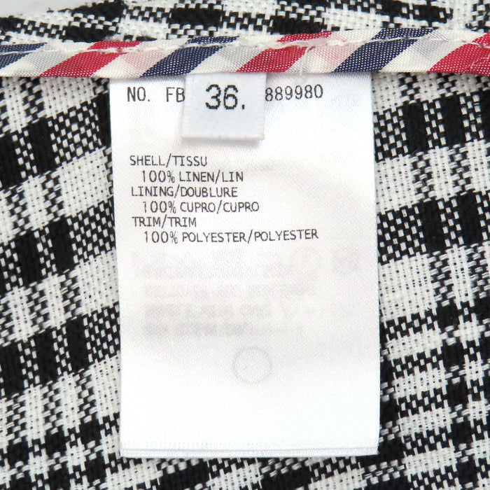 THOM BROWNE 
トリコロール 五分袖 リネン ストライプ チェック ノーカラー 
4BAR ジャケット