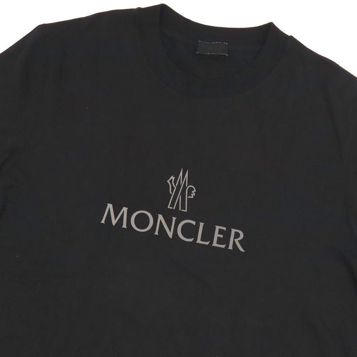 MONCLER 
2024年製 SS T-SHIRT 反射ロゴ ワッペン コットン メッシュ クルーネック 
ロゴ メッシュ切替 半袖 Tシャツ
