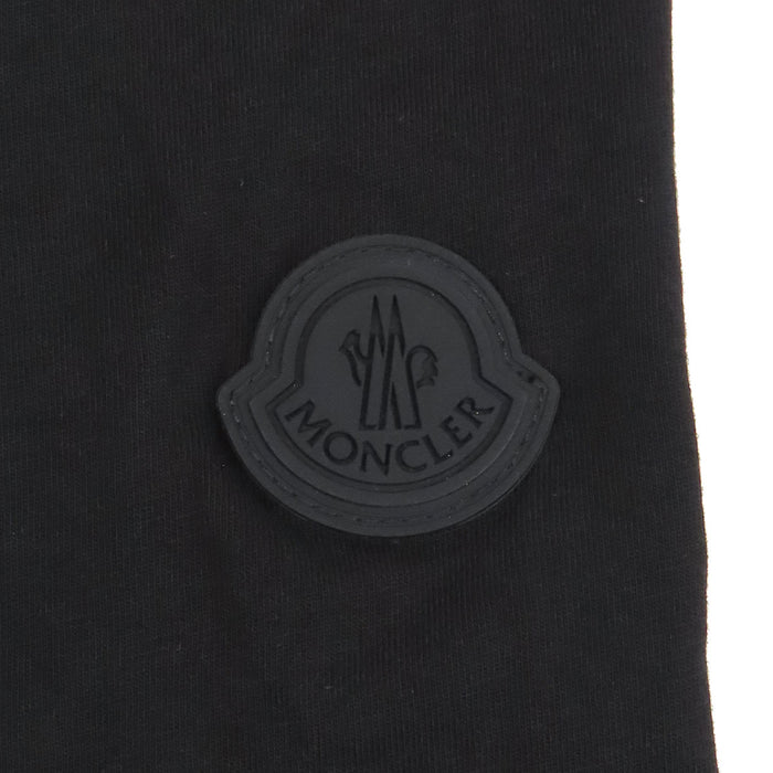 MONCLER 
2024年製 SS T-SHIRT 反射ロゴ ワッペン コットン メッシュ クルーネック 
ロゴ メッシュ切替 半袖 Tシャツ